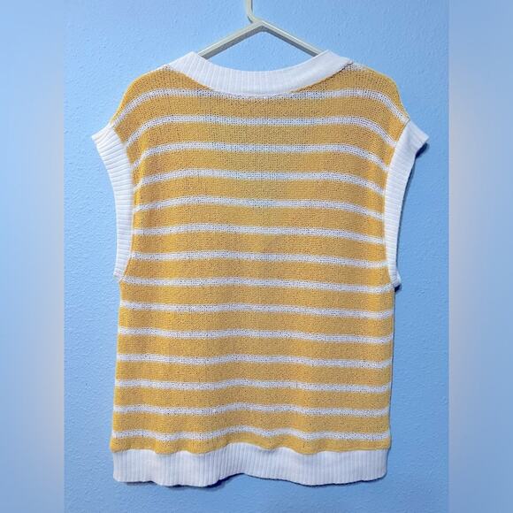 Zara Yellow & Cream Striped Oversized Sweater Vest M - Picture 4 of 7